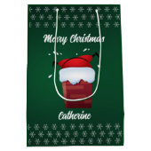 Modern Seasonal Santa Claus Merry Christmas ミディアムペーパーバッグ (裏面)