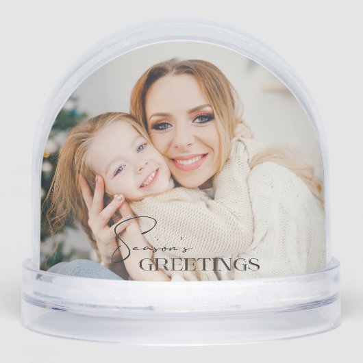 Modern Season's Greetings Photo Snow Globe (正面)