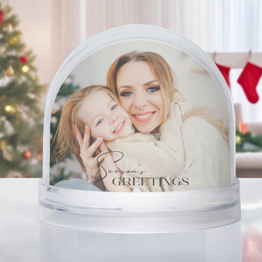 Modern Season's Greetings Photo Snow Globe