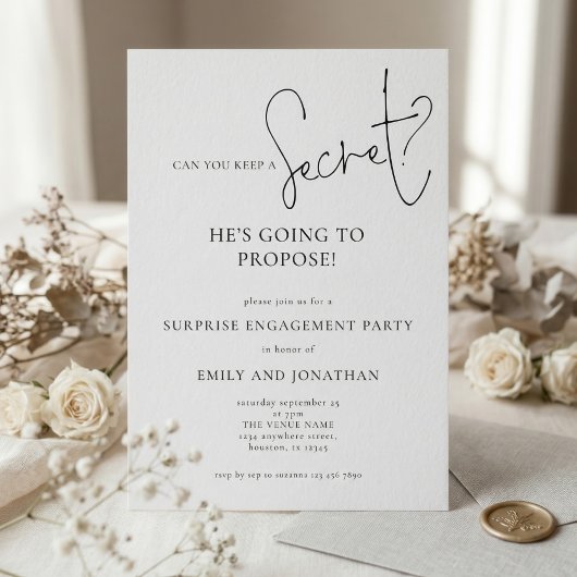 Modern Secret Surprise Engagement Party 招待状