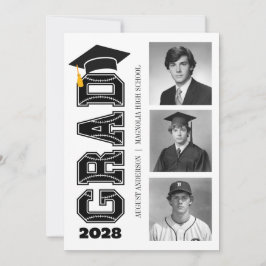 Modern Senior Baseball Player Photo Graduation 招待状