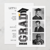 Modern Senior Football Player Photo Graduation 招待状 (正面/裏面)