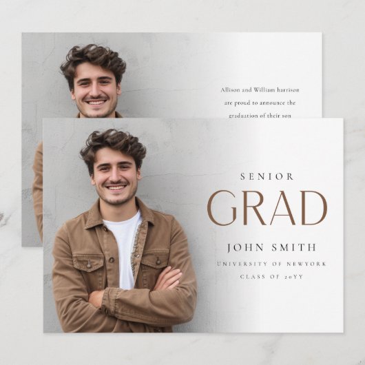 Modern Senior Grad Photo Master Graduation 案内状 (正面/裏面)