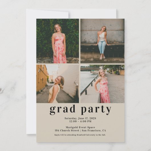 Modern Serif Graduation Announcement 招待状 (裏面)