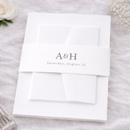Modern Serif Monogram Editorial Wedding 招待状ベリーバンド