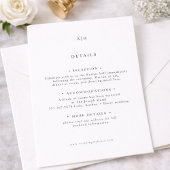 Modern Serif Monogram Editorial Wedding Deatils エンクロージャーカード
