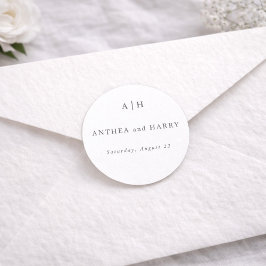 Modern Serif Monogram Round Envelope Seal Sticker ラウンドシール