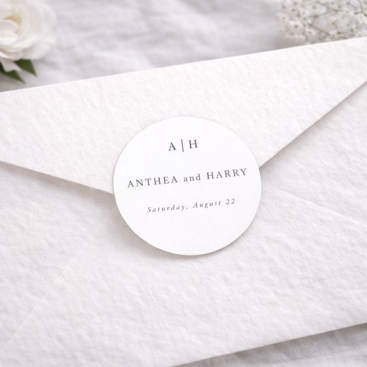 Modern Serif Monogram Round Envelope Seal Sticker ラウンドシール