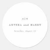 Modern Serif Monogram Round Envelope Seal Sticker ラウンドシール (正面)