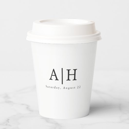 Modern Serif Monogram Wedding Party Paper Cup 紙コップ (正面)