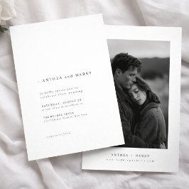 Modern Serif Typography Black and White Wedding 招待状