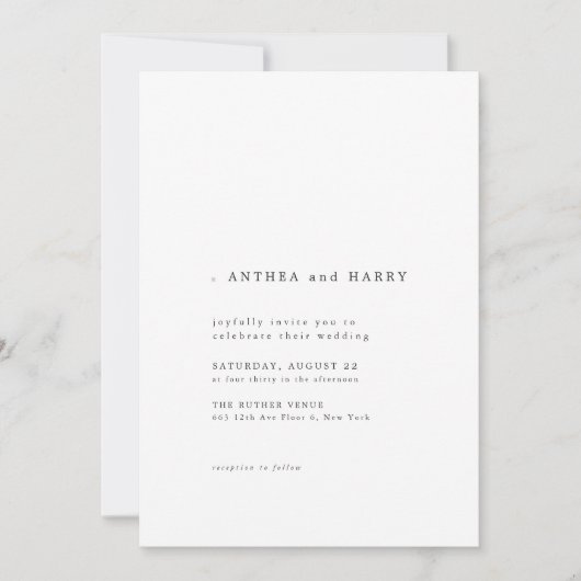 Modern Serif Typography Black and White Wedding 招待状 (正面)