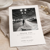 Modern Serif Typography Wedding Photo サンキューカード