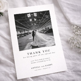 Modern Serif Typography Wedding Photo サンキューカード