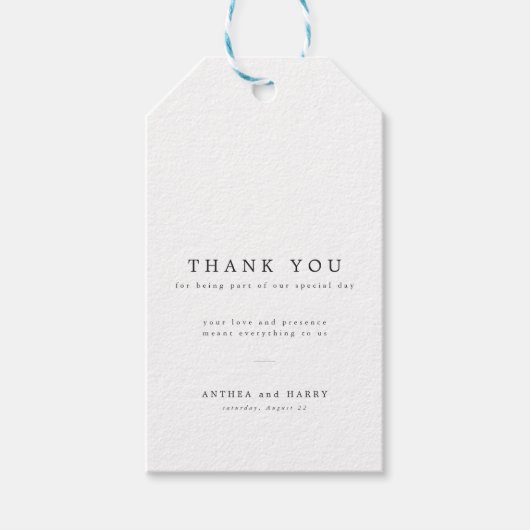 Modern Serif Typography Wedding Thank You Favor ギフトタグ (正面)