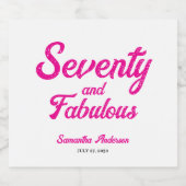 Modern Seventy and Fabulous Pink 70th Birthday  スパークリングワインラベル (シングルラベル)