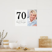 Modern Seveny Black White Photo 70th Birthday ポスター (キッチン)