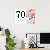 Modern Seveny Black White Photo 70th Birthday ポスター (ホームオフィス)