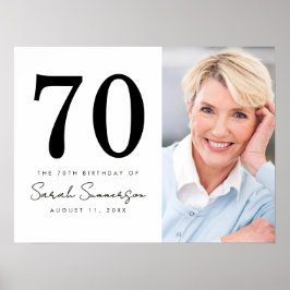 Modern Seveny Black White Photo 70th Birthday ポスター