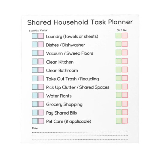 Modern Shared Household Tasks Planner ノートパッド (正面)