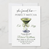 Modern She Found Her Perfect Matcha Bridal Shower 招待状 (正面)