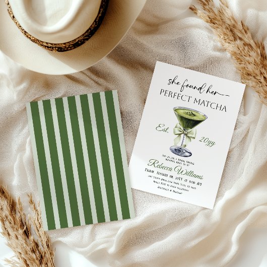 Modern She Found Her Perfect Matcha Bridal Shower 招待状