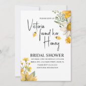 Modern She’s Found Her Honey Bee Bridal Shower 招待状 (正面)
