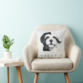 Modern Sheepadoodle Art - Geometric Black & White  クッション (椅子)