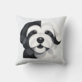 Modern Sheepadoodle Art - Geometric Black & White  クッション (裏面)