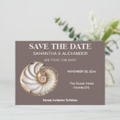 Modern Shell Save the Date Wedding Card 招待状 (スタンド正面)