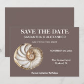 Modern Shell Save the Date Wedding Card 招待状 (正面/裏面)