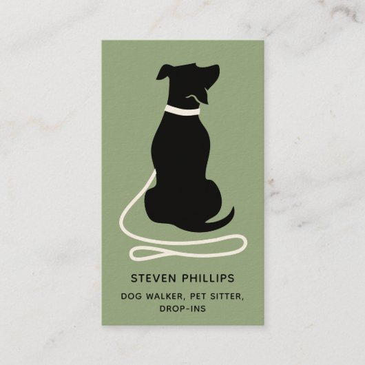 Modern Silhouette Dog Walker Dog Sitter 名刺 (正面)
