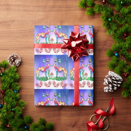 Modern Silken Windhound Wrapping Paper ラッピングペーパー (クリスマスギフト)