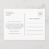 Modern Silver 25th Wedding Anniversary インビテーションポストカード (裏面)