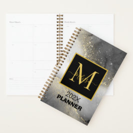 Modern Silver and Gold Customizable Monogram プランナー手帳