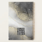 Modern Silver and Gold Logo & QR Code Monogram プランナー手帳 (裏面)