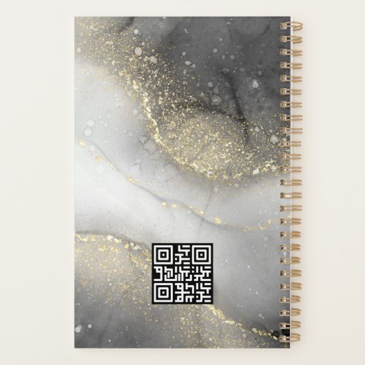 Modern Silver and Gold Logo & QR Code Monogram プランナー手帳 (裏面)