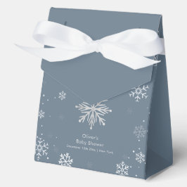 Modern Silver Blue Magical Snowflake Baby Shower フェイバーボックス