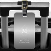 Modern silver brushed metal monogrammed ラゲッジタグ