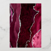 Modern Silver Burgundy Agate Dark Wedding 箔招待状 (裏面)