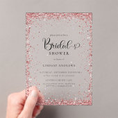 Modern Silver Copper Glitter Bridal Shower  アクリル招待状 (インサイチュ (ポータブル))