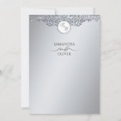 Modern Silver Damask Photo Wedding Invitation サンキューカード (裏面)