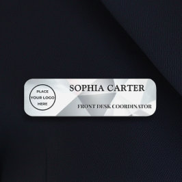 Modern Silver Geometric Name Badge Custom 名札