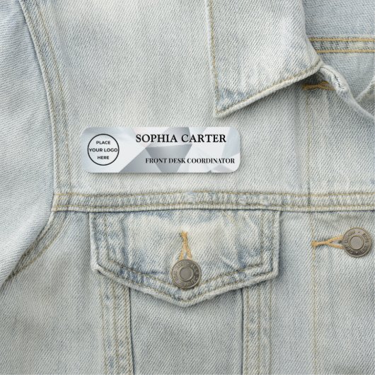 Modern Silver Geometric Name Badge Custom 名札 (インサイチュ)