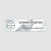 Modern Silver Geometric Name Badge Custom 名札 (正面)