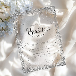 Modern Silver Glitter Bridal Shower  アクリル招待状