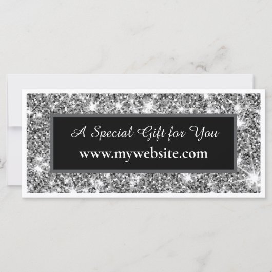 Modern Silver Glitter Salon Gift Note Card (正面)