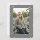 Modern Silver Gray & White Sparkle Graduation 案内状 (裏面)