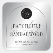 Modern Silver Logo Product Packaging Candles Label スクエアシール (正面)