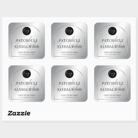 Modern Silver Logo Product Packaging Candles Label スクエアシール (シート)
